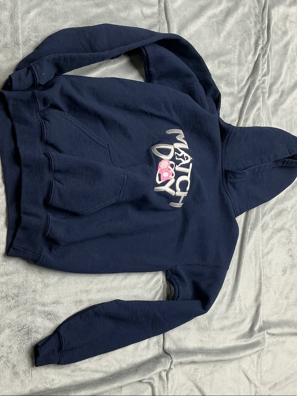 Gildan Navy Hoodie with Pink Heart Logo